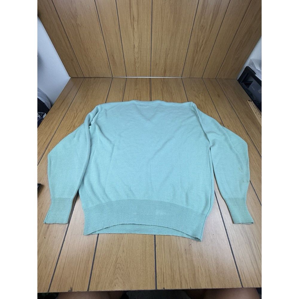 Vintage Izod V-Neck Pullover Sweater Green USA Made‎ 100% Acrylic Mens XL - Picture 13 of 16
